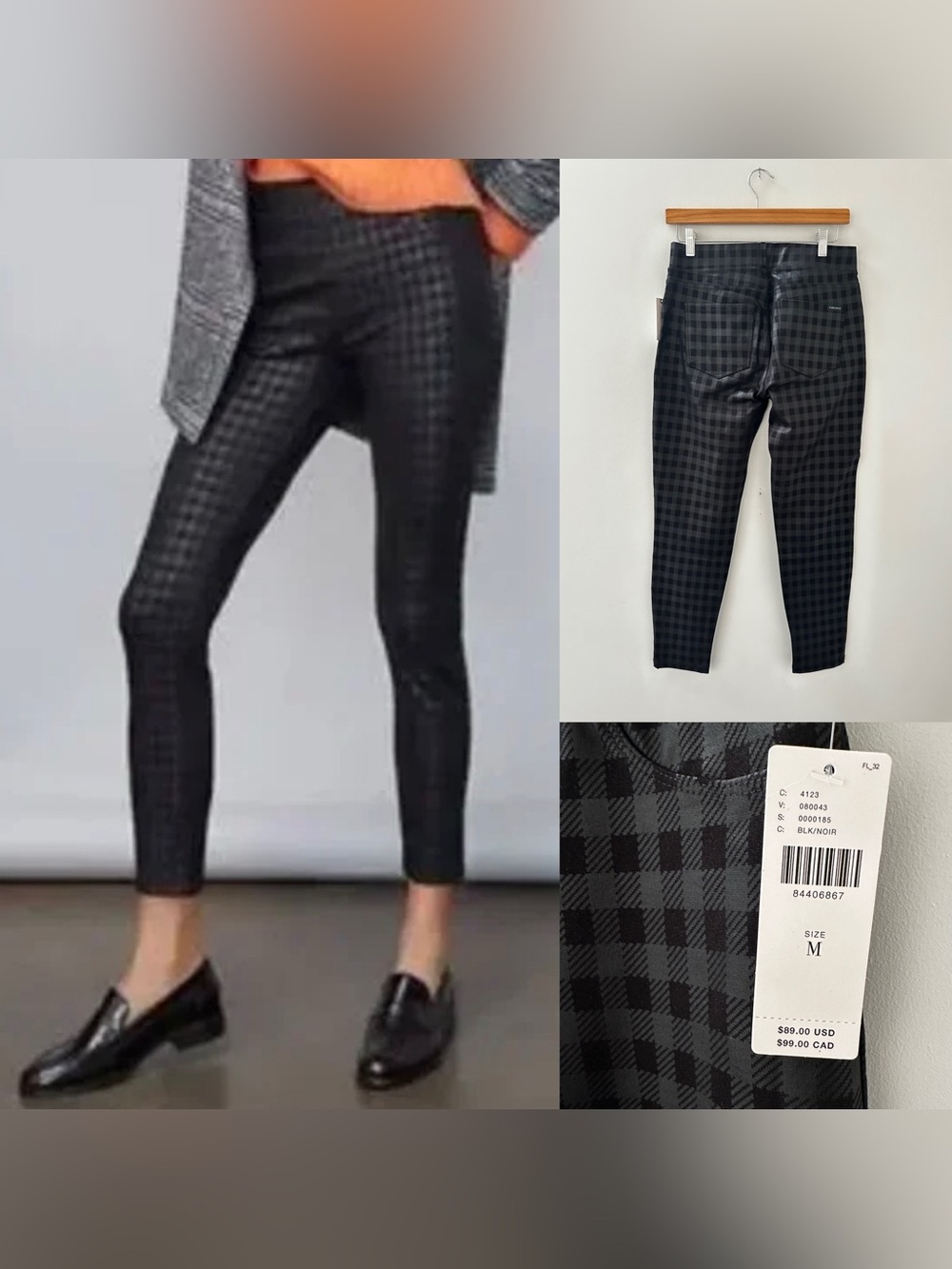 Sanctuary Black and Charcoal Plaid Skinny Pants